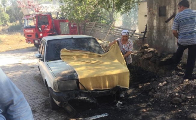 Sakallıoğlu çiftinin kızı ve damatlarının otomobili yandı