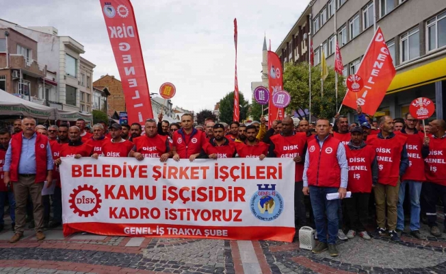 Edirne Belediyesi işçilerinden kadro protestosu