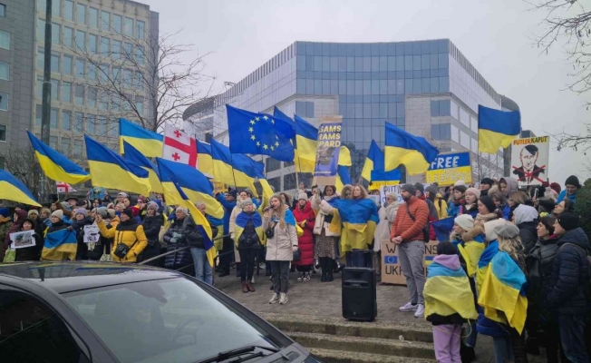 Ukraynalılardan Brüksel’de "tank" protestosu