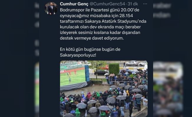 Sakaryaspor Kulüp Başkanı Genç’ten taraftara davet